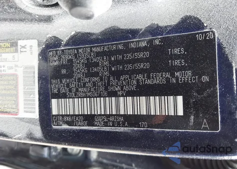 2021 Toyota Highlander Xse из США, поврежденный, VIN 5TDLZRBH1MS067106